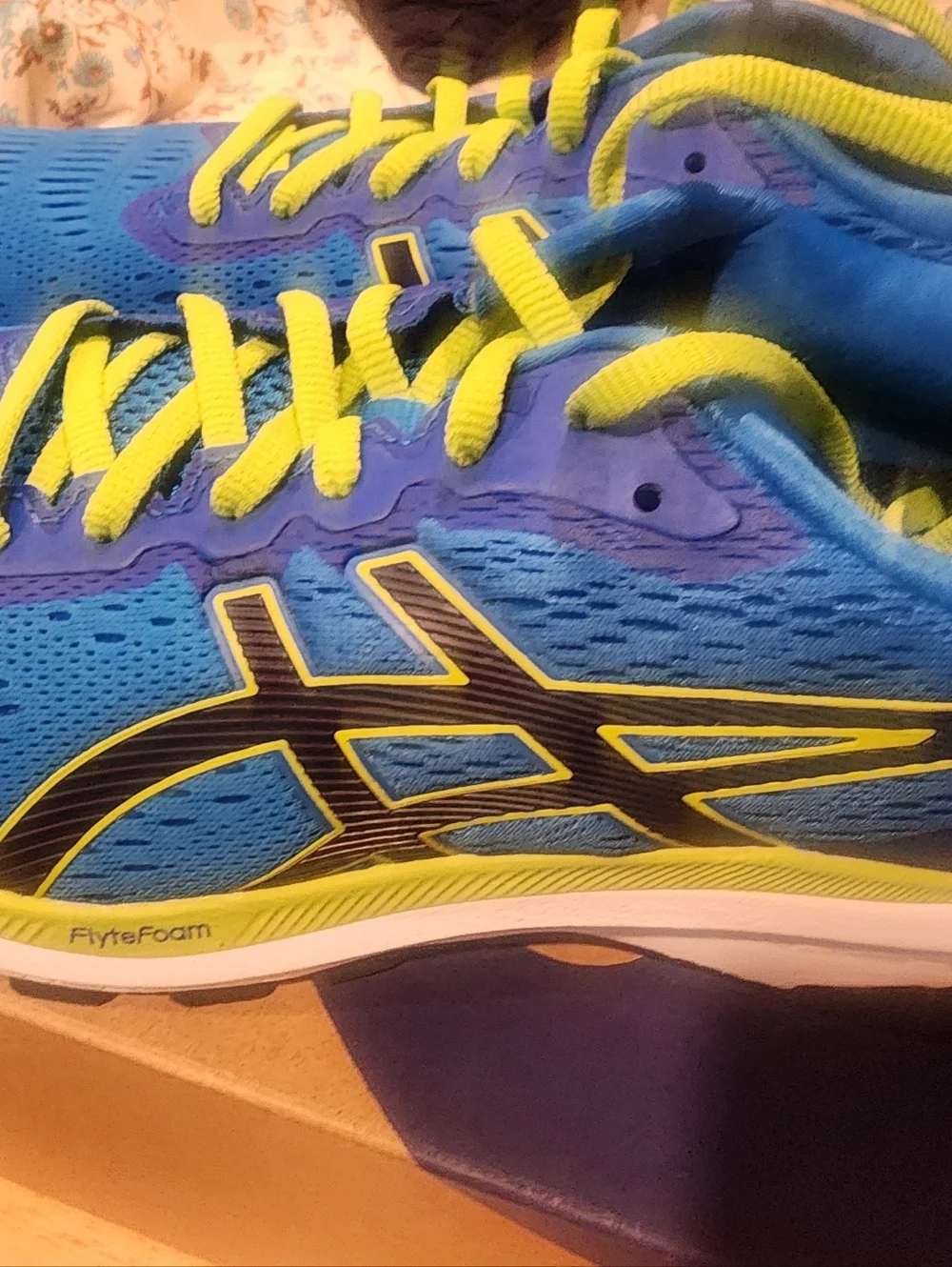 Asics Blue Gel Express with Neon Yellow Running Shoes - Picture 8 of 8